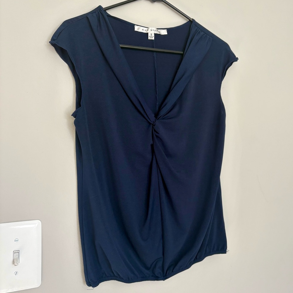 Max Studio Deep Blue Twist Front Blouse
